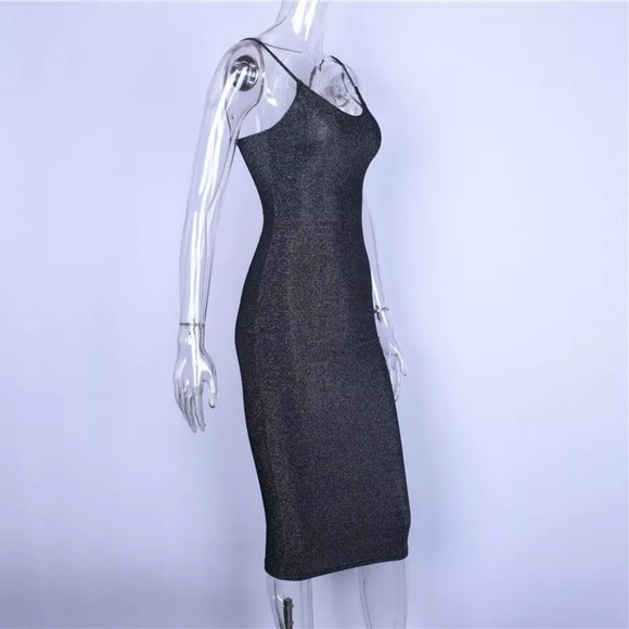 Shiny Glitter Slip Sexy Bodycon Midi Dress - Picture 6 of 8